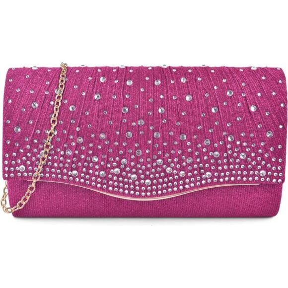 Formal Bags Suede Shoulder Envelope Handbags Pink - Picture 1 of 6